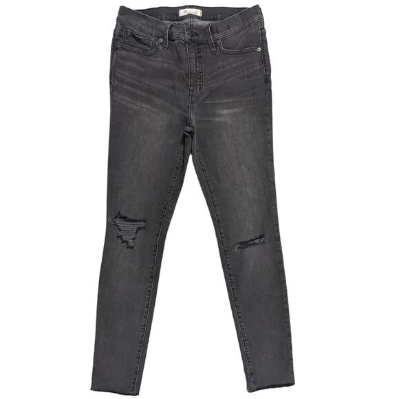 Madewell 9" Mid-Rise‎ Skinny Jeans Women Size 29 Distressed Raw Hem Style H2230 - Picture 1 of 12